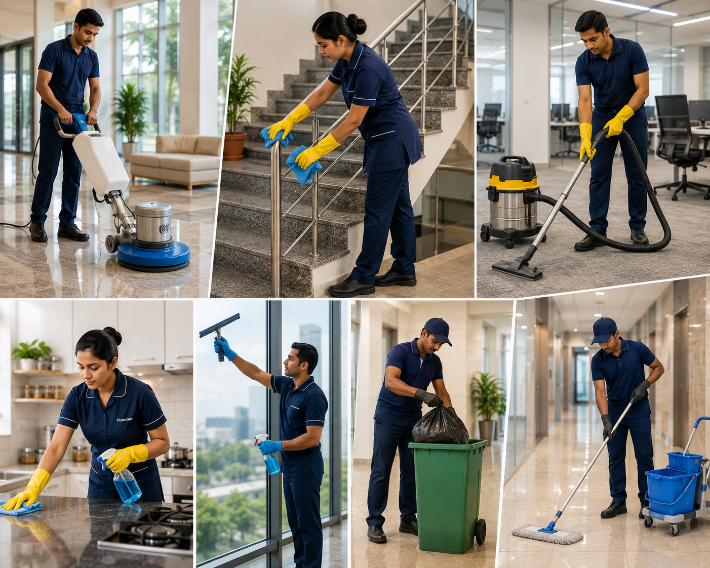 Housekeeping team at work in a premium interior