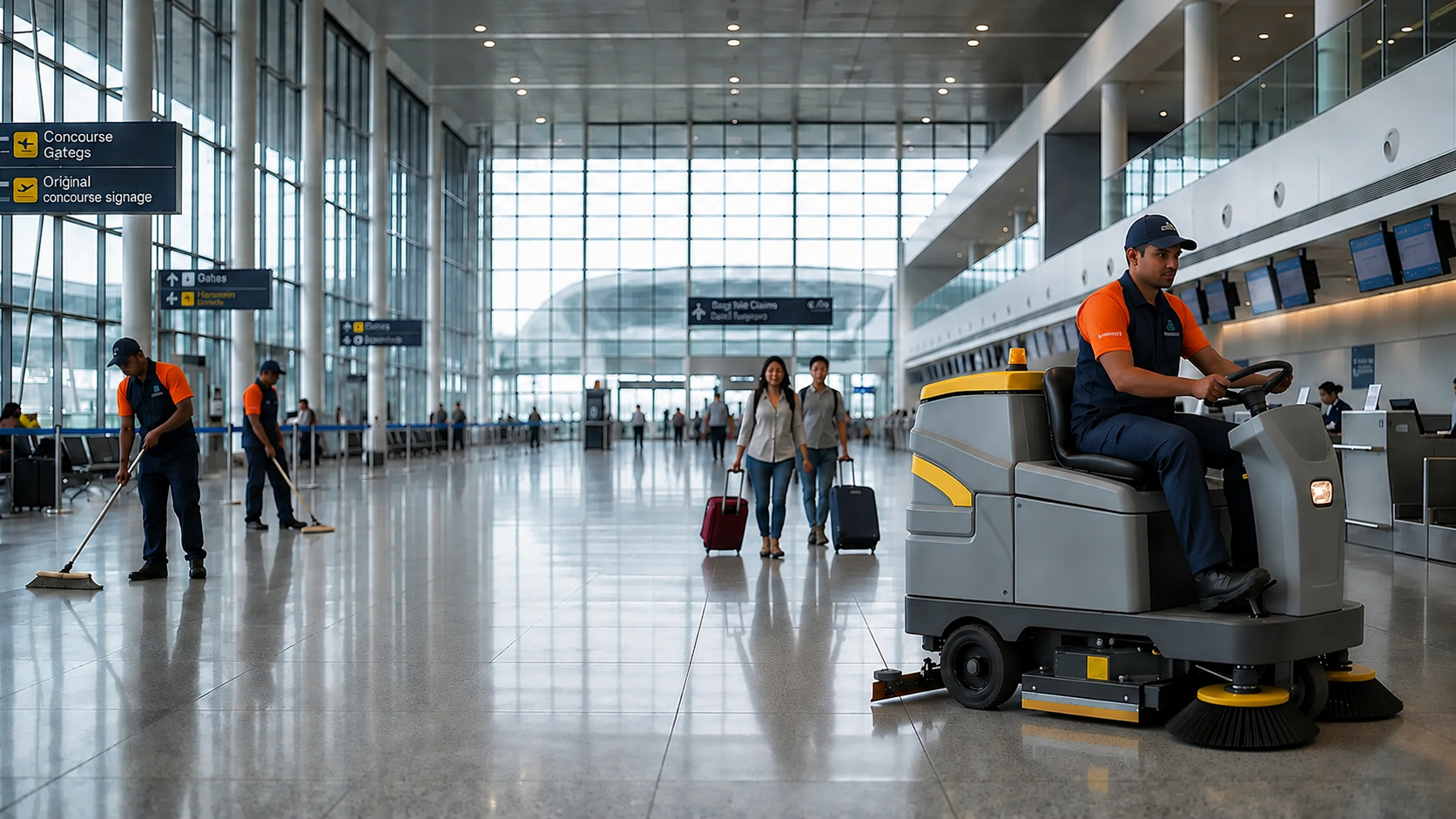 Professional housekeeping team at work in a premium interior