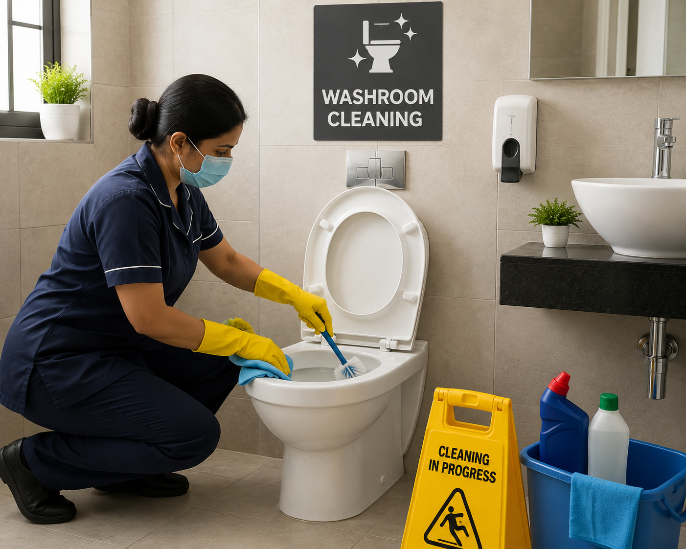 Washroom cleaned and sanitised